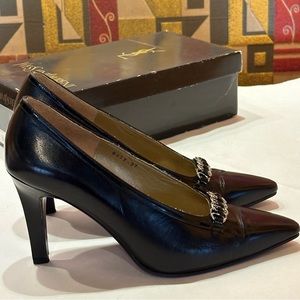 SAINT LAURENT Pumps in Solid Leather Black Women's  Size 37.